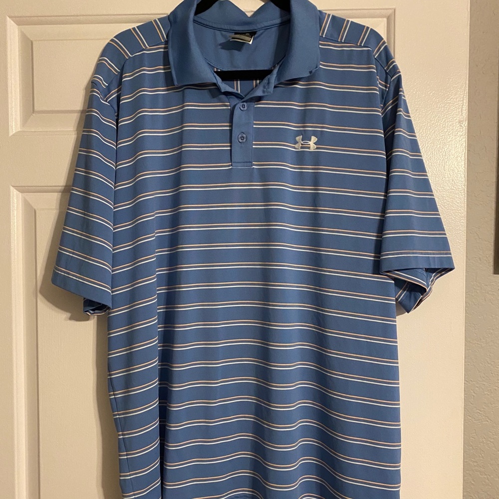 Under Armour Golf Polo Light Blue with orange